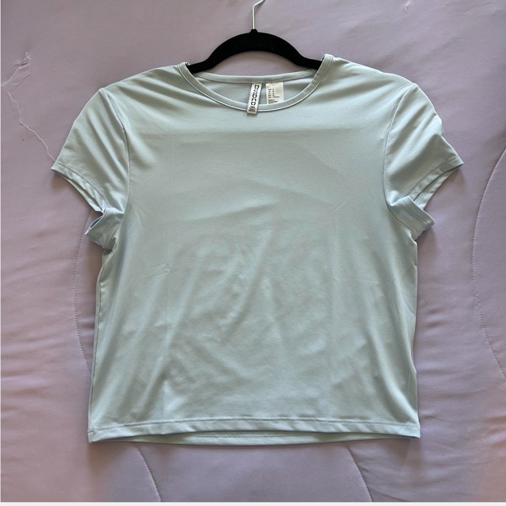 H&M Soft Blue Short Sleeve Crop Tee